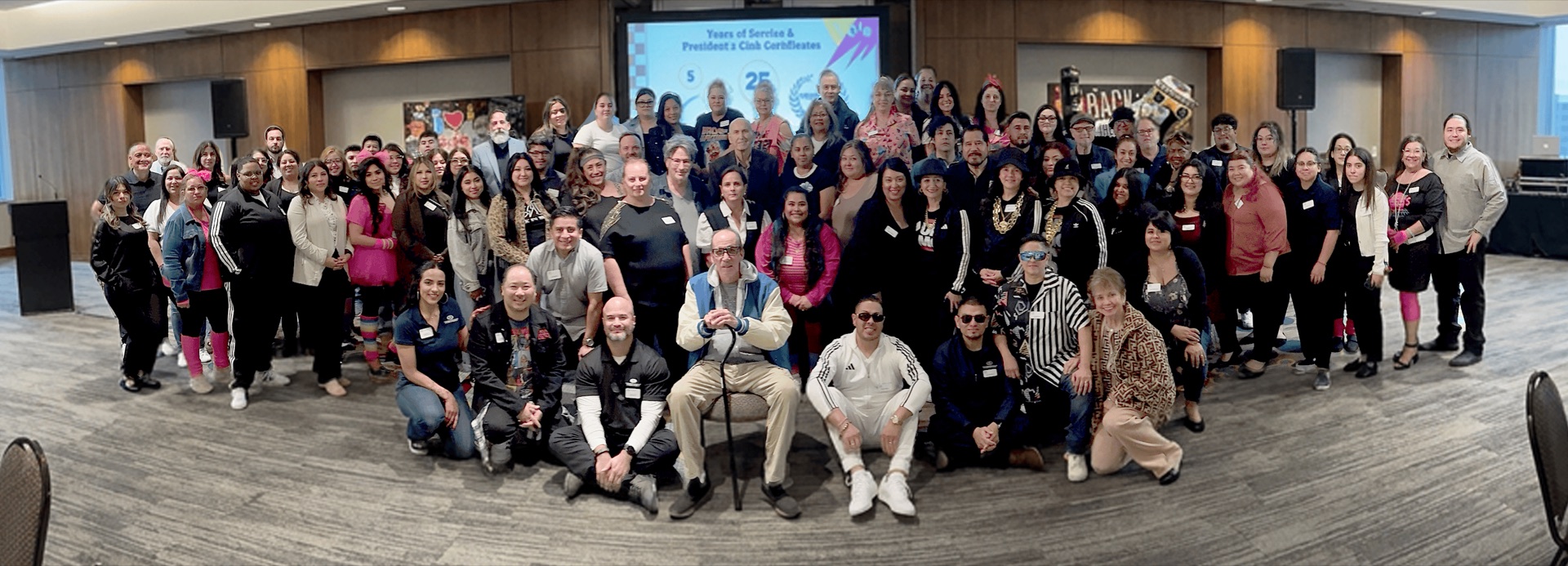 The Contractors State License Services team gathered at a company event